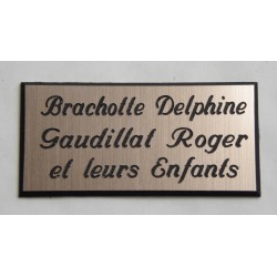 plaque de porte personnalisable cuivre "calligraphie" format 75x150 mm 3 lignes.
