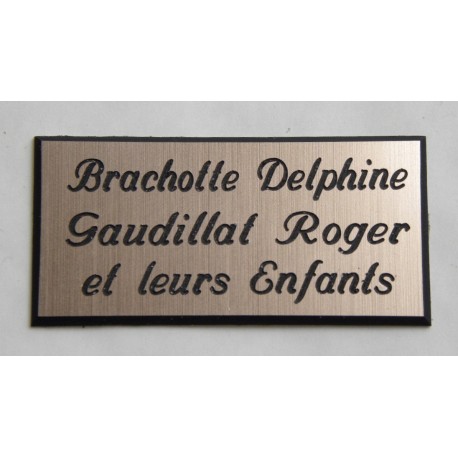 plaque de porte personnalisable cuivre "calligraphie" format 75x150 mm 3 lignes.