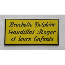 plaque de porte personnalisable jaune "calligraphie" format 75x150 mm 3 lignes.