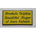 plaque de porte personnalisable jaune "calligraphie" format 75x150 mm 3 lignes.