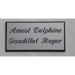 plaque de porte personnalisable argentée "calligraphie" format 75x150 mm 2 lignes.