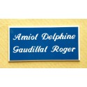 plaque de porte personnalisable bleu "calligraphie" format 75x150 mm 2 lignes.