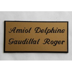 plaque de porte personnalisable dorée "calligraphie" format 75x150 mm 2 lignes.