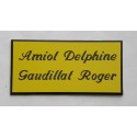 plaque de porte personnalisable jaune "calligraphie" format 75x150 mm 2 lignes.