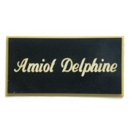 plaque de porte personnalisable noir et or "calligraphie" format 75x150 mm 1 ligne.
