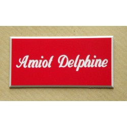 plaque de porte personnalisable rouge "calligraphie" format 75x150 mm 1 ligne.