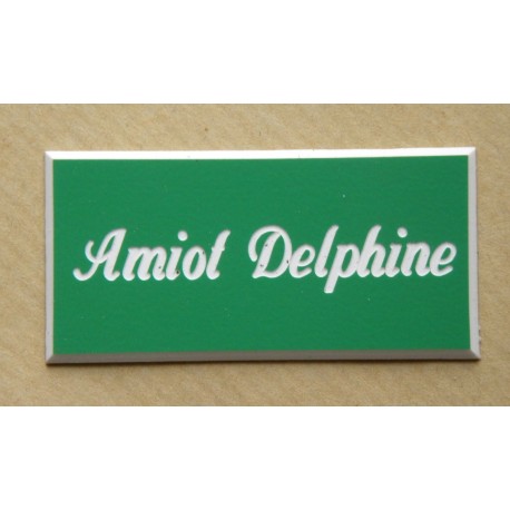 plaque de porte personnalisable verte "calligraphie" format 75x150 mm 1 ligne.