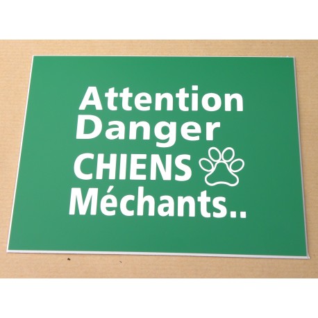 plaque gravée, pancarte "ATTENTION DANGER CHIENS MECHANTS"  finition biseautée format 150 x 200 mm