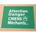 plaque gravée, pancarte "ATTENTION DANGER CHIENS MECHANTS"  finition biseautée format 150 x 200 mm