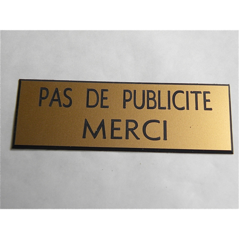plaque adhésive stop pub « PAS DE PUBLICITE MERCI » dorée