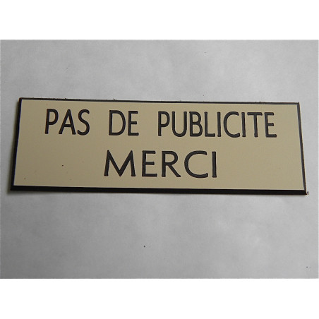 plaque adhésive stop pub « PAS DE PUBLICITE MERCI » ivoire