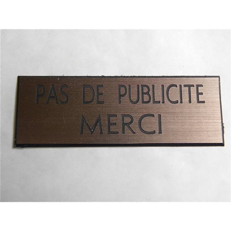 plaque adhésive stop pub « PAS DE PUBLICITE MERCI » cuivre