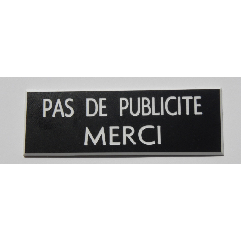 plaque adhésive stop pub « PAS DE PUBLICITE MERCI » noire
