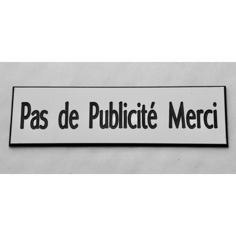plaque autocollante stop pub « PAS DE PUBLICITE MERCI » blanc