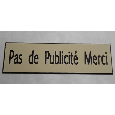 plaque autocollante stop pub « PAS DE PUBLICITE MERCI » ivoire