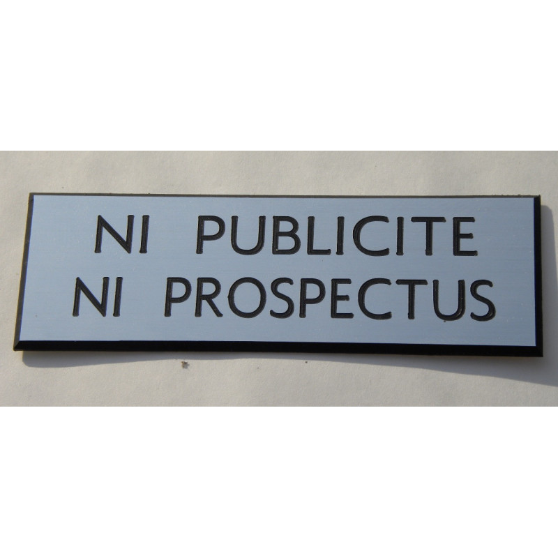 plaque adhésive stop pub « NI PUBLICITE NI PROSPECTUS » argentée