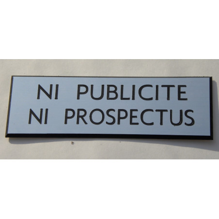 plaque adhésive stop pub « NI PUBLICITE NI PROSPECTUS » argentée