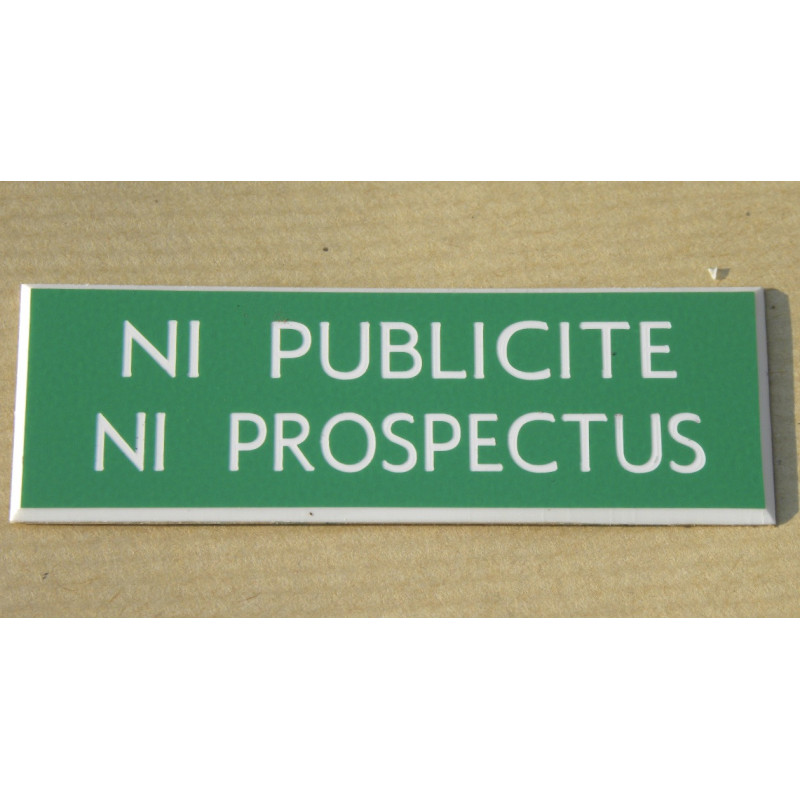 plaque adhésive stop pub « NI PUBLICITE NI PROSPECTUS » verte