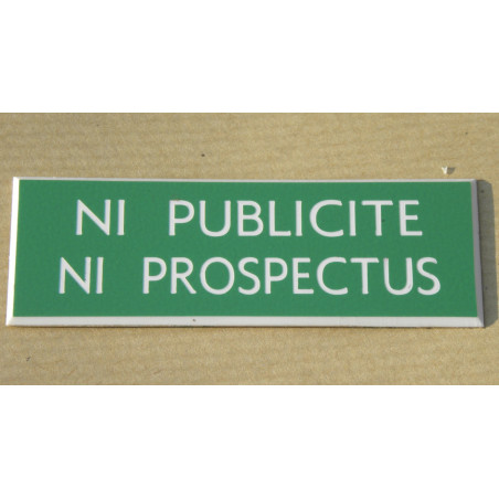 plaque adhésive stop pub « NI PUBLICITE NI PROSPECTUS » verte