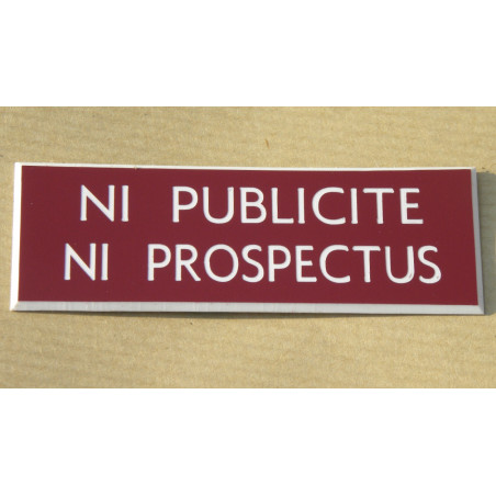 plaque adhésive stop pub « NI PUBLICITE NI PROSPECTUS » bordeau