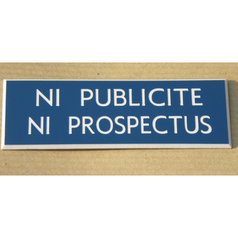 plaque adhésive stop pub « NI PUBLICITE NI PROSPECTUS » bleu