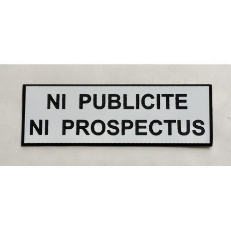 plaque adhésive stop pub « NI PUBLICITE NI PROSPECTUS » blanc