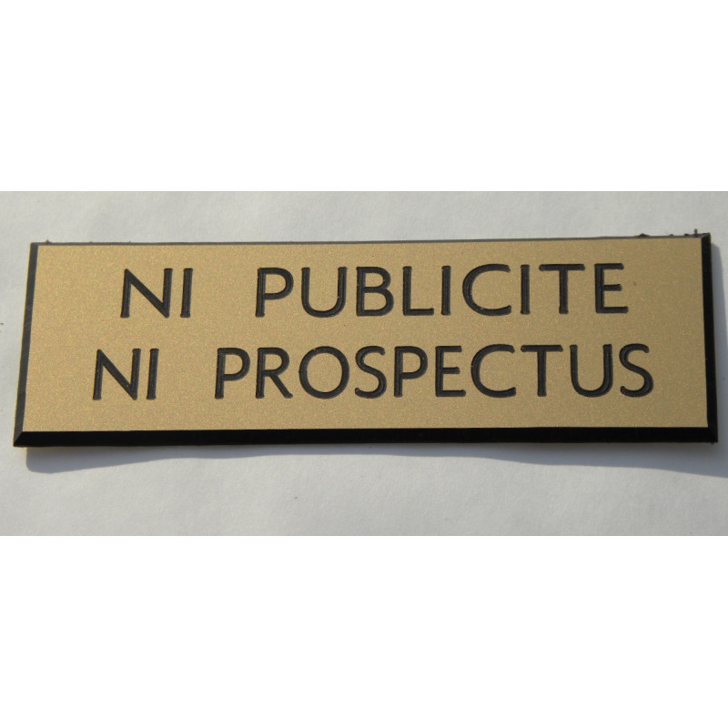 plaque adhésive stop pub « NI PUBLICITE NI PROSPECTUS » doré