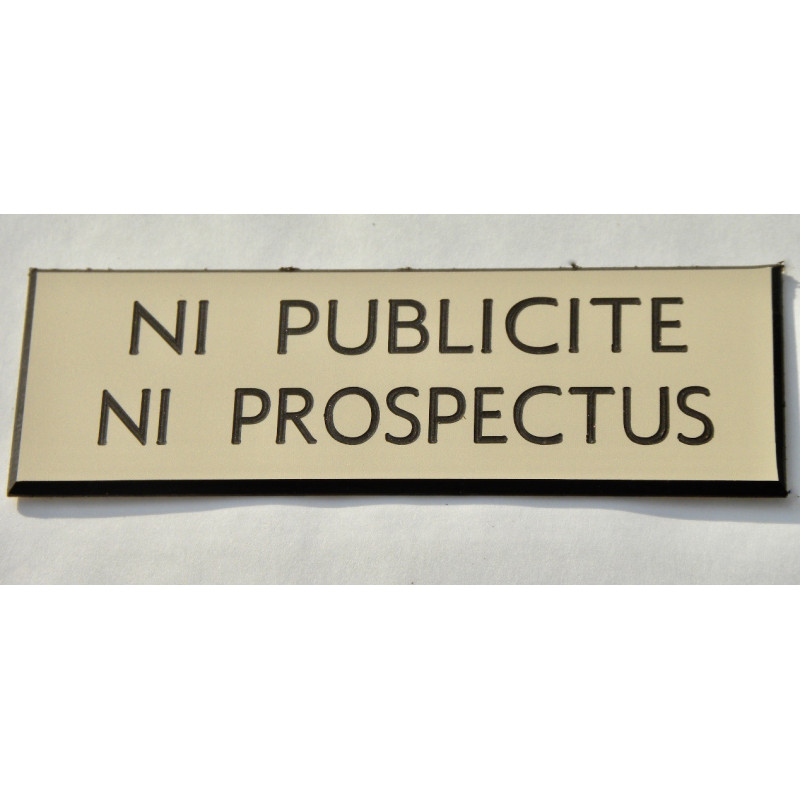 plaque adhésive stop pub « NI PUBLICITE NI PROSPECTUS » ivoire