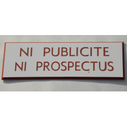 plaque adhésive stop pub « NI PUBLICITE NI PROSPECTUS » blanche et rouge