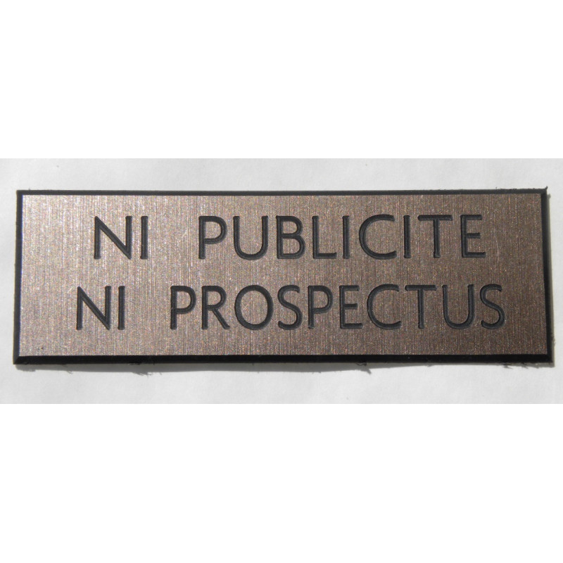 plaque adhésive stop pub « NI PUBLICITE NI PROSPECTUS » cuivre