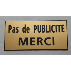plaque adhésive "PAS DE PUBLICITE MERCI" doré