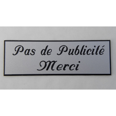 plaque autocollante stop pub « PAS DE PUBLICITE MERCI » argentée