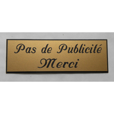 plaque autocollante stop pub « PAS DE PUBLICITE MERCI » dorée