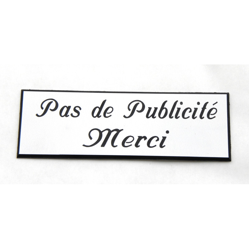 plaque autocollante stop pub « PAS DE PUBLICITE MERCI » blanche