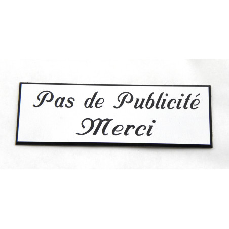 plaque autocollante stop pub « PAS DE PUBLICITE MERCI » blanche