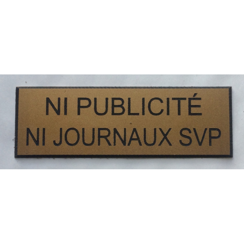 plaque adhésive stop pub « NI PUBLICITE NI JOURNAUX » dorée