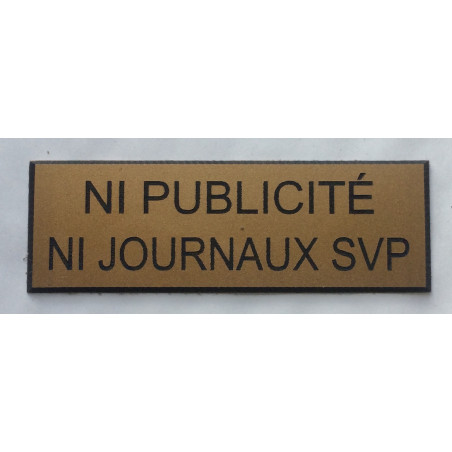 plaque adhésive stop pub « NI PUBLICITE NI JOURNAUX » dorée