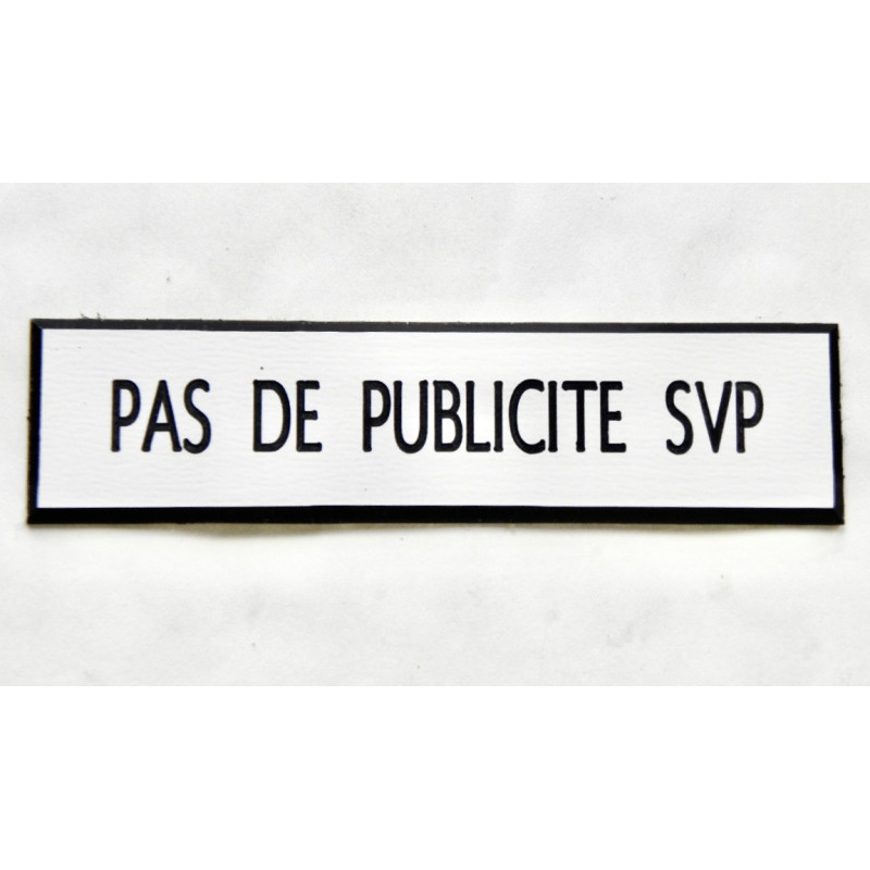 étiquette adhésive PAS DE PUBLICITE SVP blanche