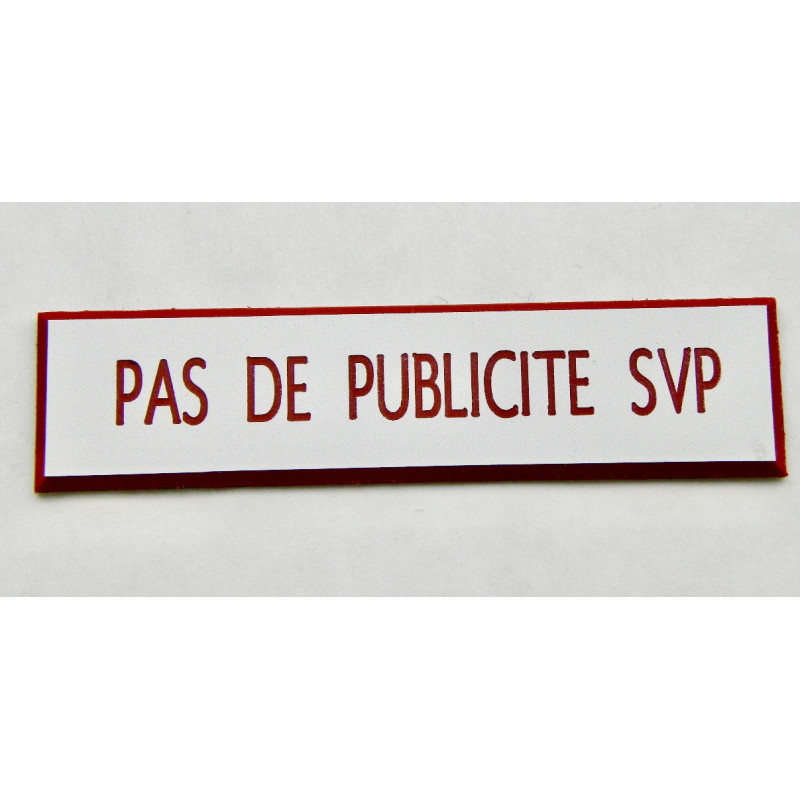 étiquette adhésive PAS DE PUBLICITE SVP blanche et rouge
