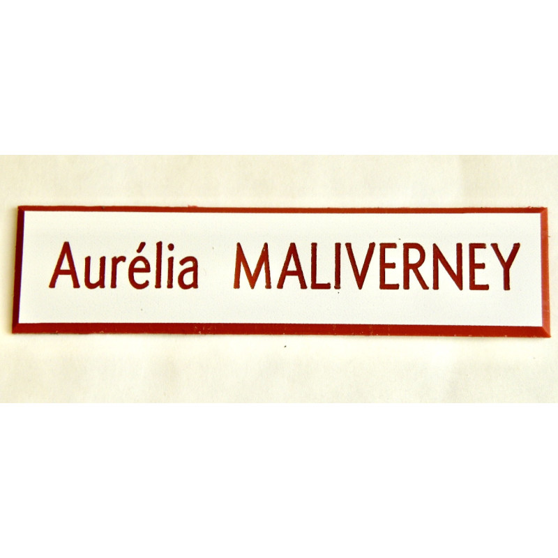 étiquette boite aux lettres, interphone, personnalisable 1 ligne blanche et rouge