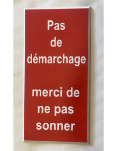 Plaque adhésive "Pas de démarchage merci de ne pas sonner" rouge