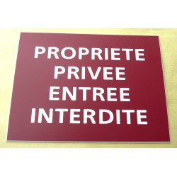 plaque adhésive "PROPRIETE PRIVEE ENTREE INTERDITE" bordeau