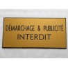 plaque gravée "DEMARCHAGE & PUBLICITE INTERDIT" stop pub format 48 x 100 mm