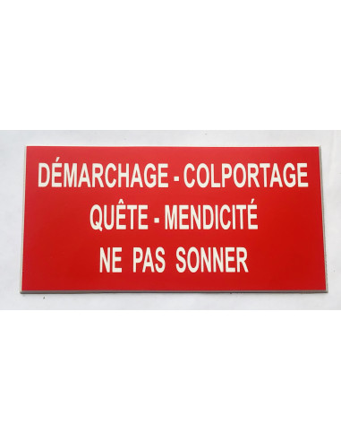 Plaque Démarchage Colportage quete MENDICITÉ ne pas SONNER