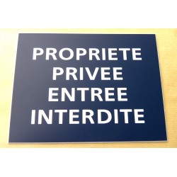 plaque adhésive "PROPRIETE PRIVEE ENTREE INTERDITE" bleu marine