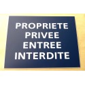 plaque adhésive "PROPRIETE PRIVEE ENTREE INTERDITE" bleu marine