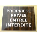 plaque adhésive "PROPRIETE PRIVEE ENTREE INTERDITE" couleur bois