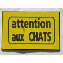 Plaque attention aux chats adhésive de couleur jaune