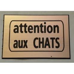 Plaque attention aux chats adhésive de couleur cuivre