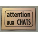 Plaque attention aux chats adhésive de couleur cuivre